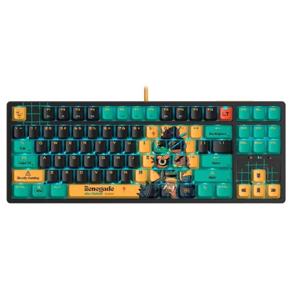 Клавиатура проводная A4Tech Bloody AT87 Renegade USB, механическая, черный/зеленый
