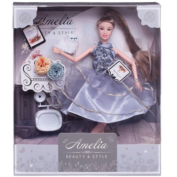 Кукла ABTOYS Amelia Роскошь серебра PT-01629 с аксессуарами 30 см