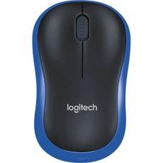 Мышь Logitech M186 оптическая, беспроводная, USB 2.0, черный/синий [910-004132]